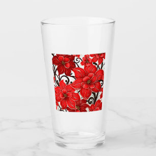 Copo De Pint Flores Vermelhas - Vidro-Padrão