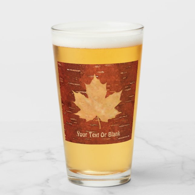 Copo De Pint Folha de Maple no Latido de Birch Interior (Frente (Preenchido))