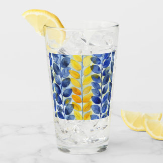 Copo De Pint Folhas Amarelas e Azuis