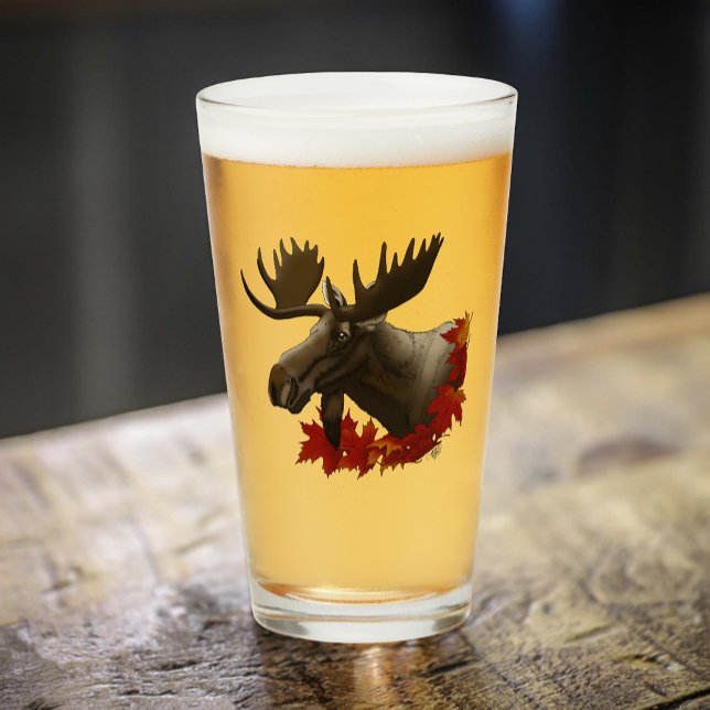 Copo De Pint Folhas de Bordo Vermelho de Alce (Criador carregado)