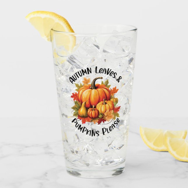 Copo De Pint Folhas de outono e Abóboras, por favor (Gelo frontal)