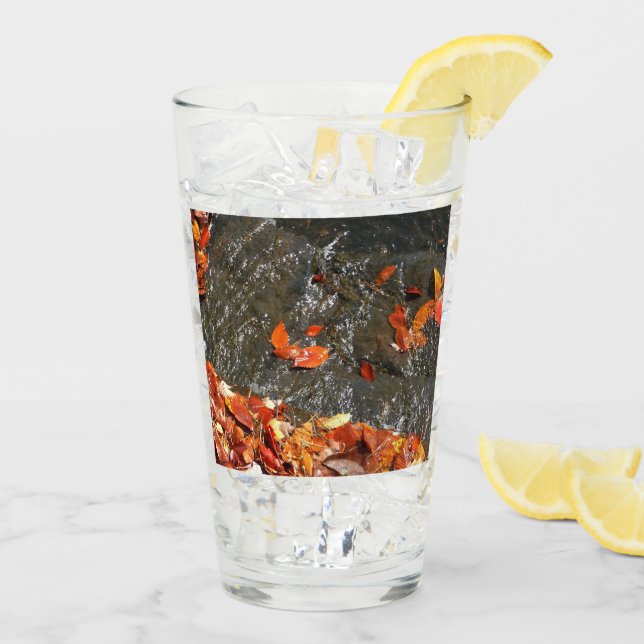 Copo De Pint Folhas de outono em Cágua Fotografia de outono I (Gelo traseiro)