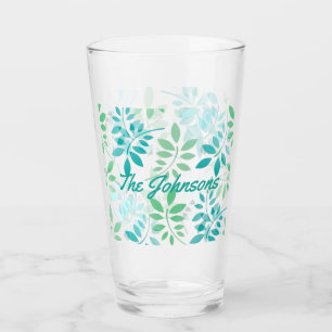 Copo De Pint Folhas verdes azuis