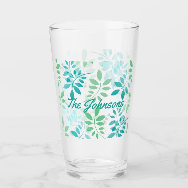 Copo De Pint Folhas verdes azuis (Frente)