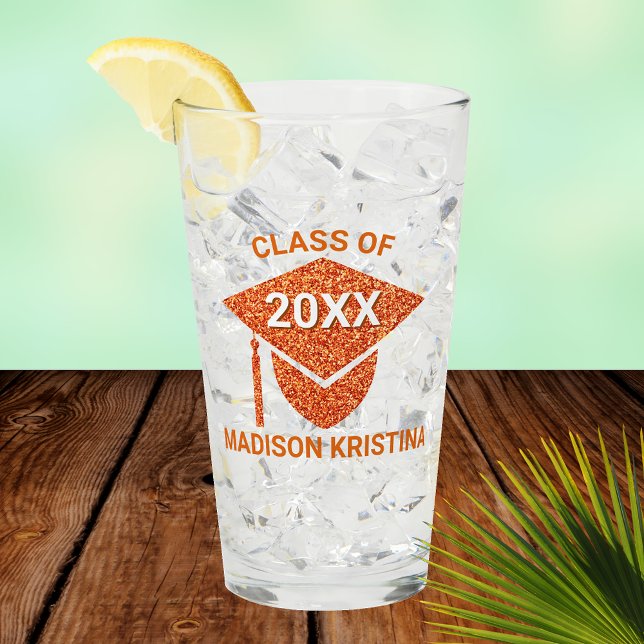 Copo De Pint Formando Parabéns Elegantes do Boné Glam Orange (Criador carregado)