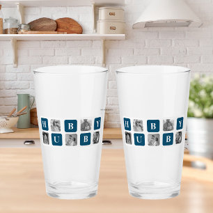 Copo De Pint Foto Azul de Colagem Moderna Melhor Hubby Nunca Pr