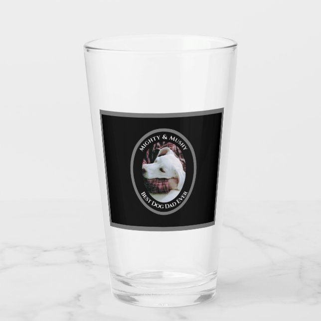 Copo De Pint Foto bonita do Pai abraçando o doce cão branco pre (Verso)