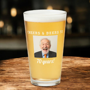 Copo De Pint Foto De Aniversário De 70 Anos