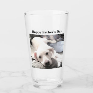 Copo De Pint Foto de Cão Branco Bonito Saindo com Pai