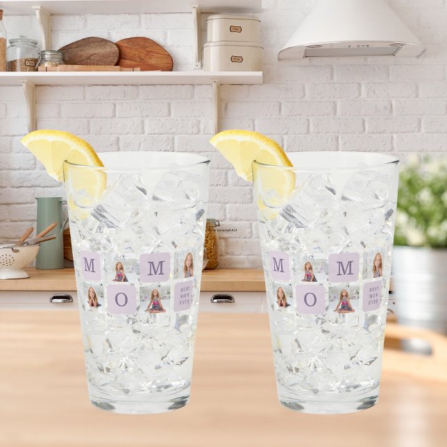 Copo De Pint Foto de Colagem Moderna Melhor Mãe, Presente Roxo (Criador carregado)