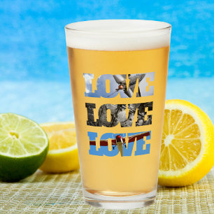 Copo De Pint Foto do avião AMOR, Aviação Simples e Minimalista