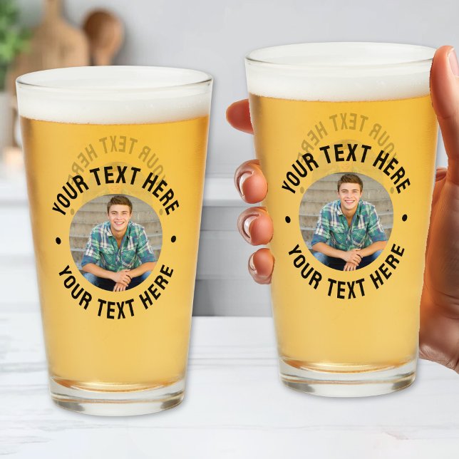 Copo De Pint Foto e Texto Personalizados (Personalized Photo And Text Glass)