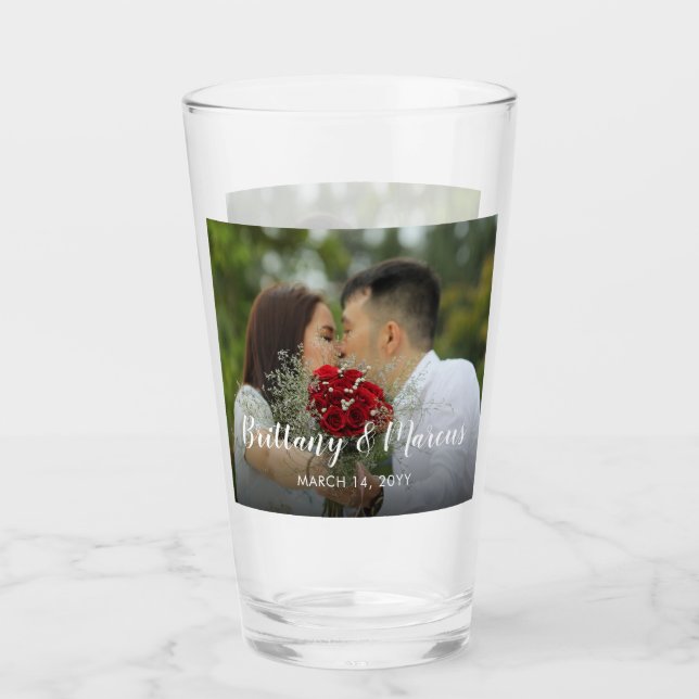 Copo De Pint Foto personalizada de casamento (Frente)