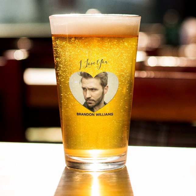 Copo De Pint Foto Personalizada do Coração Eu Te Amo (Criador carregado)