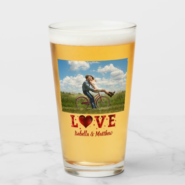 Copo De Pint Foto personalizada do Love Forever Red Heart (Frente (Preenchido))