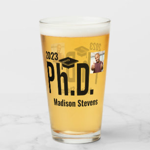 Copo De Pint Foto personalizada, nome e ano de Ph.D.