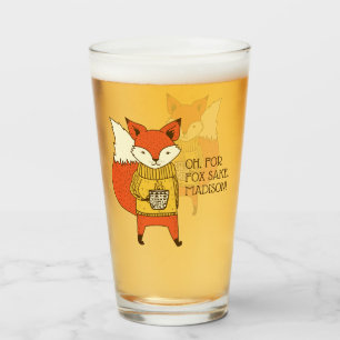 Copo De Pint Fox Sake vidro de impressão de texto personalizad