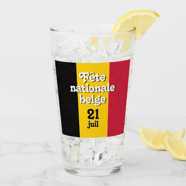 Copo De Pint França Fête nationale belge Bandeira belga (Gelo traseiro)