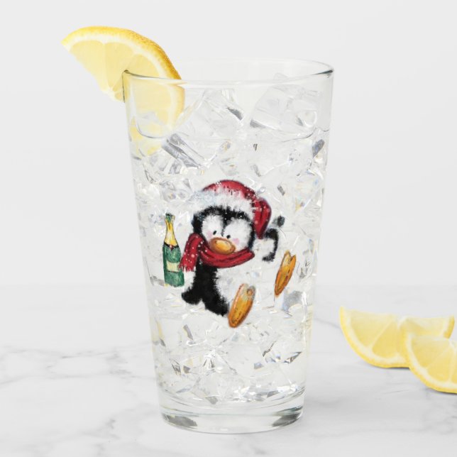 Copo De Pint Funny Christmas Penguin Glass (Gelo frontal)