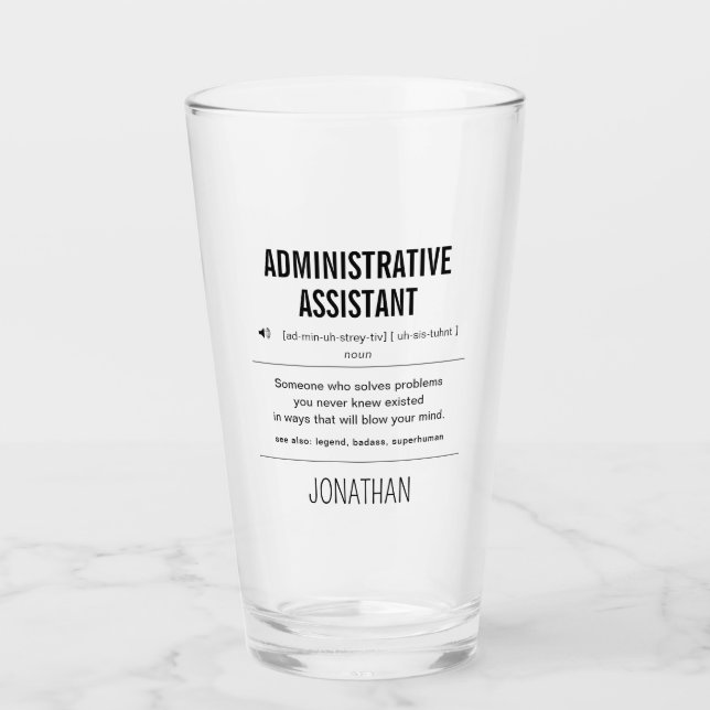 Copo De Pint Funny do Assistente Administrativo Personalizado (Frente)
