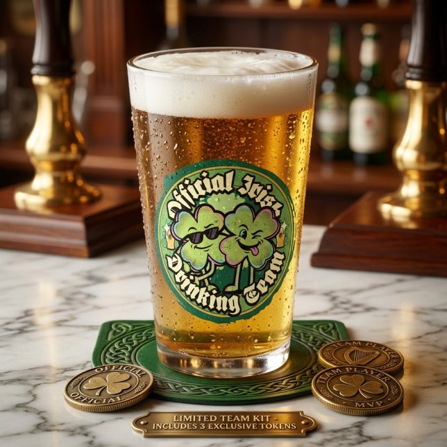 Copo De Pint Funny Official Irish Drinking Team St Paddy Glass (Criador carregado)