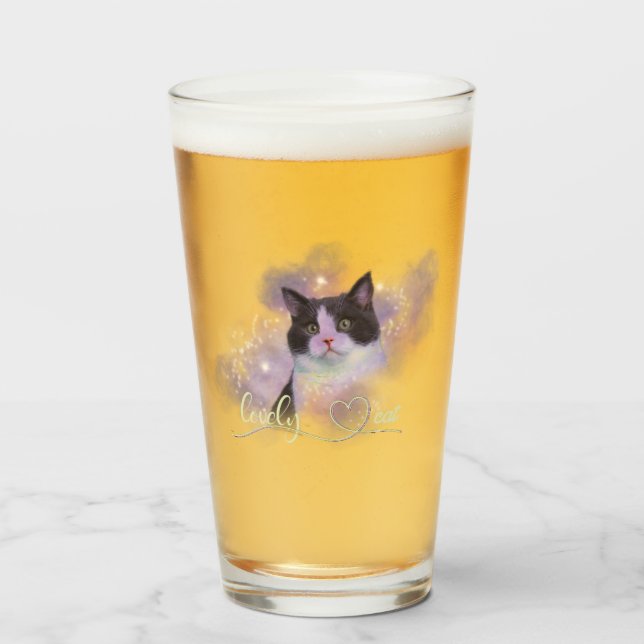 Copo De Pint Galaxy Lovely Cat Glass (Frente (Preenchido))