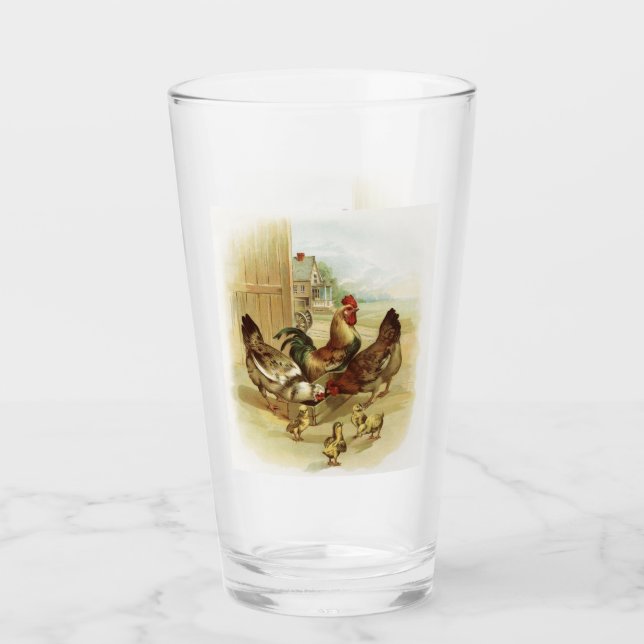 Copo De Pint Galinhas Fazendas de Arte Vintage (Frente)
