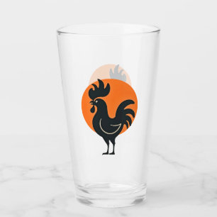 Copo De Pint Galo cômico com sol vermelho
