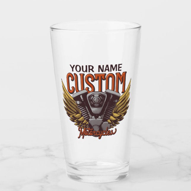Copo De Pint Garagem Personalizada de Eagle Wings Biker (Frente)