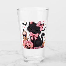 Gata Preta Coquete Fofa de Halloween com Laços Ros