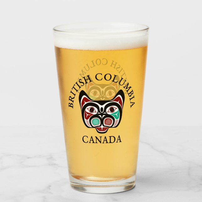 Copo De Pint Gatinho de Arte Verde Negra Nativo Americano (Traseira (Preenchido))