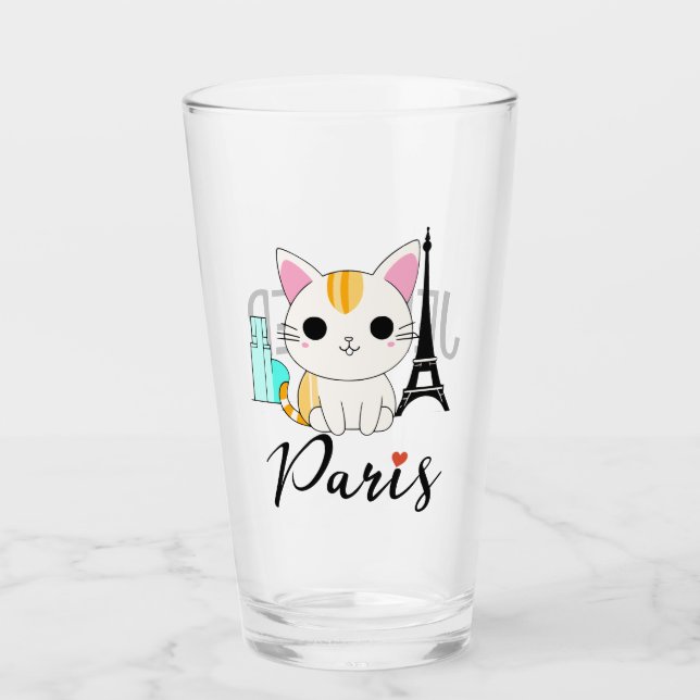Copo De Pint Gato bonito de Paris (Frente)