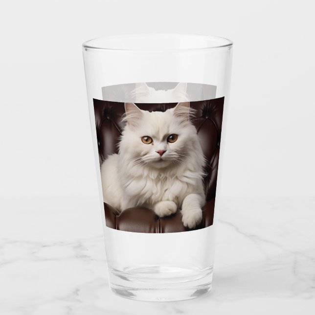 Copo De Pint Gato branco majestoso (Frente)