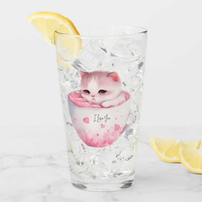 Copo De Pint Gato De Chibi Rosa Kawaii Com Coroa Gelada (Gelo frontal)