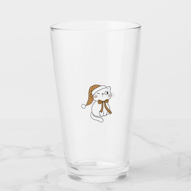 Copo De Pint Gato de Inverno Piscando (Frente)