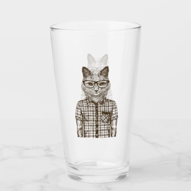 Copo De Pint Gato do hipster (Frente)