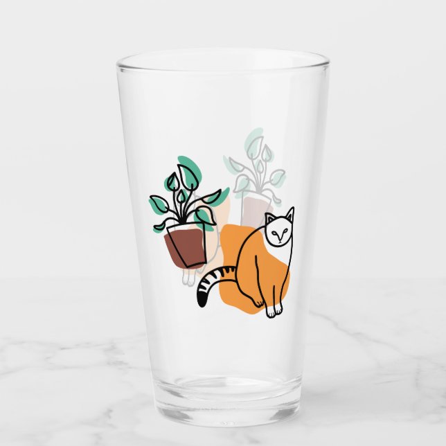 Copo De Pint Gato e planta (Frente)