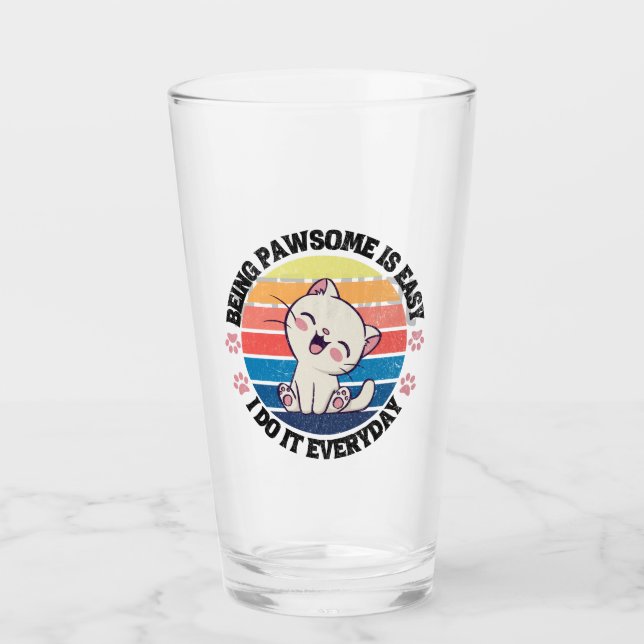 Copo De Pint Gato Kawaii branco e bonito (Frente)