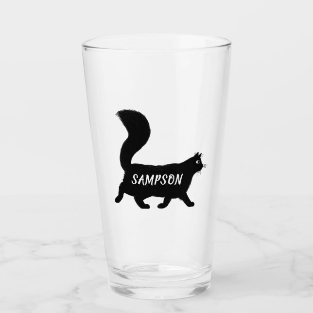Copo De Pint Gato Negra Andando | Personalizado do Lover do Gat (Frente)