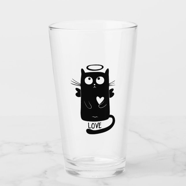 Copo De Pint Gato negro e amor (Frente)