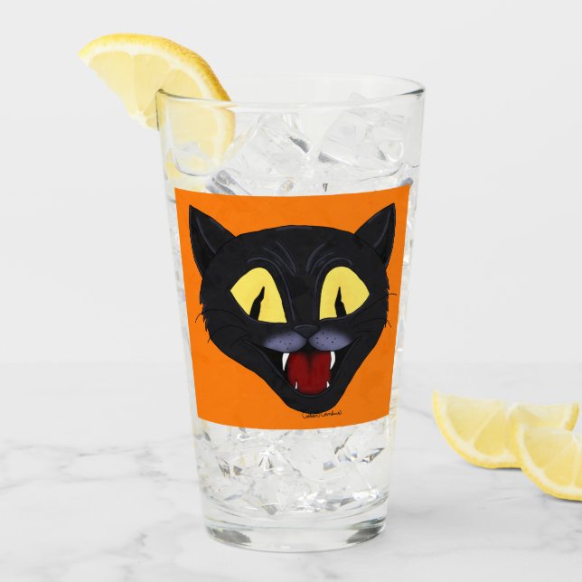 Copo De Pint Gato Negro Halloween (Gelo frontal)