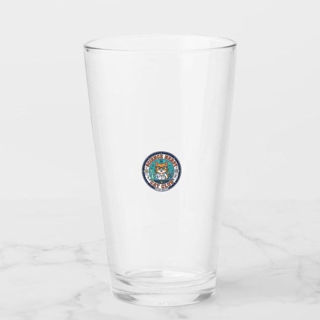 Copo De Pint Gato Nerdy de Ciência Presente para Mãe de Gato -  (Frente)