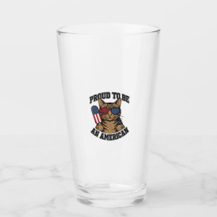 Copo De Pint Gato Patriótico Orgulhoso por Ser Americano Vetor 