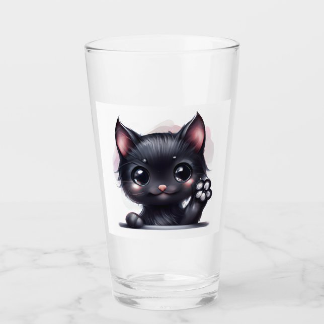 Copo De Pint Gato Preto Adorável Kawaii (Frente)