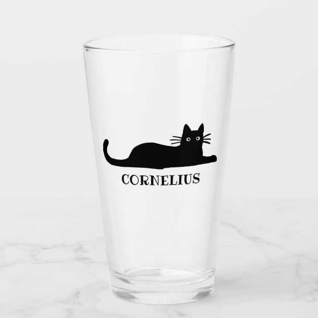 Copo De Pint Gato preto legal do gatinho personalizado (Frente)