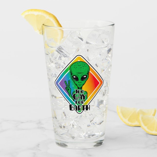 Copo De Pint Gay Demais Para OVNI Alienígena Engraçado Da Terra (Gelo frontal)