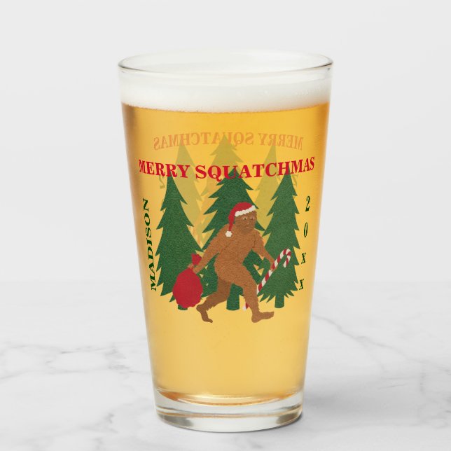 Copo De Pint Geek personalizado de Squatch do papai noel Natal (Frente (Preenchido))