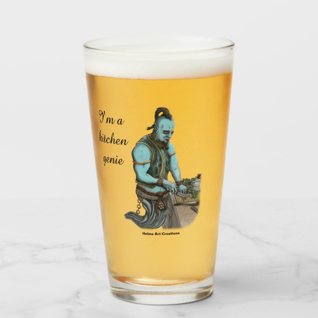 Copo De Pint Genie Chef Janto Cozinhar Fantasy Bebendo Glass (Frente (Preenchido))