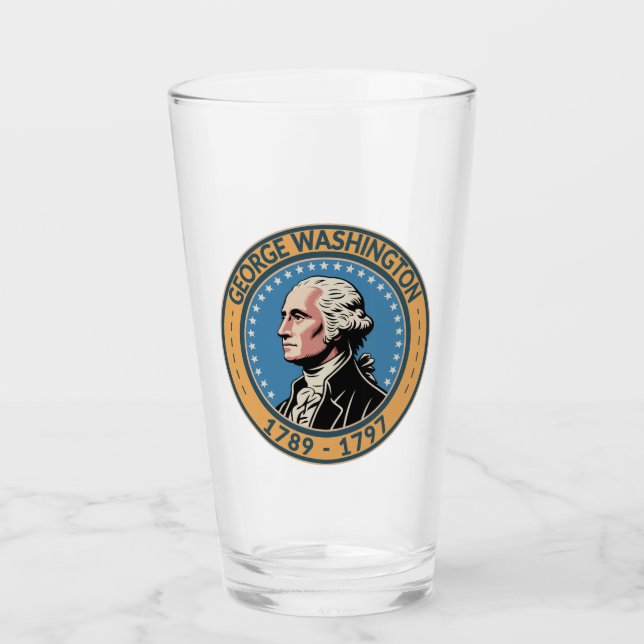 Copo De Pint George Washington US President Illustration Badge (Frente)