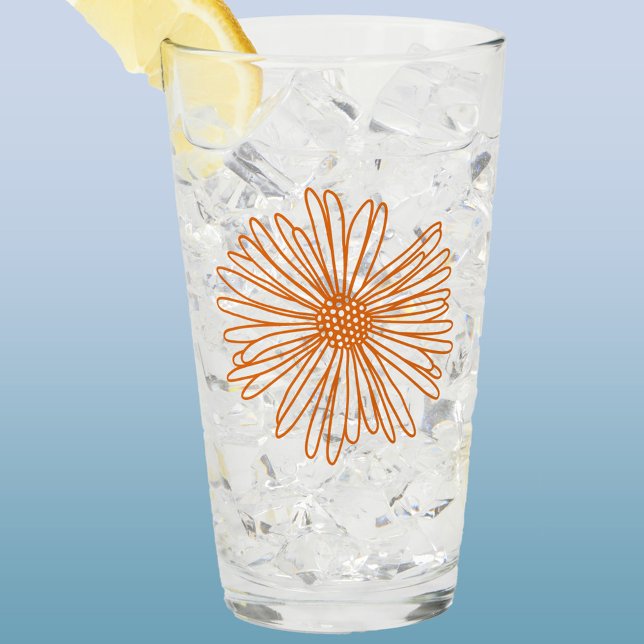 Copo De Pint Gerbera Daisy Flower (Gerbera daisy drawing glass tumbler)